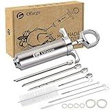 Ofargo 304-Stainless Steel Meat Injector Syringe Kit with 4 Marinade Needles for BBQ Grill Smoker, 2-oz Large Capacity, Both Paper User Manual and E-Book Recipe