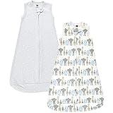 Hudson Baby Unisex Baby Interlock Cotton Sleeveless Sleeping Bag, Blue Royal Safari, 3-9 Months