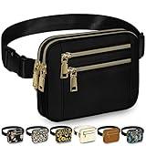 Capolo Fanny Packs for Women Fashion Waist Packs Bag with Adjustable Strap and 4 Zipper Pockets Waterproof Everywhere Crossbody Belt Bag for Workout Running Travelling(Black)