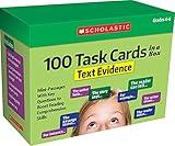 Scholastic Teaching Resources (Teaching Strategies) 100 Task Cards in a Box: Text Evidence: Mini-Passages with Key Questions to Boost Reading Comprehension Skills includes Box with 120 cards