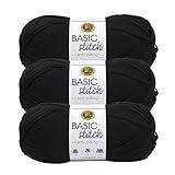 Lion Brand Yarn Basic Stitch Anti-Pilling Knitting Yarn, Yarn for Crocheting, 3-Pack, Black