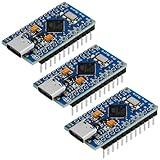 3 Pack Pro Micro Board Module Atmega32U4 5V 16MHz USB Programming Development Board Micro-Controller Compatible with Arduino IDE (with Pin Header)