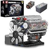 Mould King V8 Engine Building Blocks Sets, MOC Scale Model Kit with Battery and Motor, Collectible Set for Adults, Construction Toys for Kids Children Boys Girl (535 Pcs)