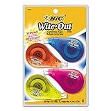 BIC WOTAPP418 Wite-Out EZ Correct Correction Tape, Non-Refillable, 1/6-Inch x 400-Inch, 4/Pack