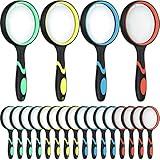 20 Pcs 10x Magnifying Glass for Kids and Seniors Non-Slip Handheld Reading Magnifier 75 mm Magnifying Lens for Book Newspaper Reading Classroom Science Nature Exploration Back to School Gifts