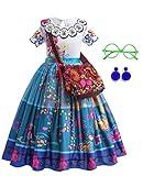 DYJJKM Mirabel Costume for Girls Magic Family Dress Cosplay Princess Halloween Party Outfit (Blue, 6-7 Year)