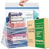 BEIDOU-PAC 25 Gallon Jumbo Storage Bags with Handle, 30 Counts | Double Zipper Seal | Expandable Bottom, Resealable Clear zip Bags for Home Travel, Moving, Commercial and Outdoor