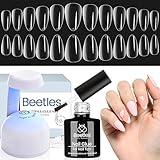 Beetles Gel Nail Kit Almond-500Pcs Gel Nails Tip Easy Extension Set Short Almond Shape 9 In 1 Nail Glue Extension Set Uv Led Lamp Acrylic False Tips Kit DIY Nails Art Gifts for Women