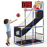 SYNCFUN LED Scoring Arcade Basketball Game Set with Electronic Scoreboard and Cheer Sounds, 4 Balls and Hoop Toys for Ages 3-12 Years Old Indoor Outdoor Sport Play - Easy Set Up