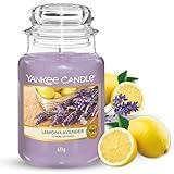 Yankee Candle Lemon Lavender Scented, Classic 22oz Large Jar Single Wick Candle, Over 110 Hours of Burn Time, Ideal for Gifting, Events, and Home Fragrance