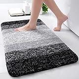 Arotive Microfiber Bathroom Rugs, Shaggy Soft and Absorbent, Non-Slip, Thick Plush Machine Washable Dry Bath Mats for Bathroom, Tub and Shower, 24" x 16", Black