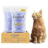 LMJP Crystal Cat Litter with Powerful Odor Control, Non-Clumping, Lasts Up to 6 Weeks, 8.6lb, Rapid Water Absorption, Unscented & Low Tracking Lightweight Blue & White Silica Crystals