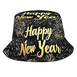 Happy New Year Bucket Hat for Women Men Christmas Fisherman Cap Packable Outdoor Travel Beach Sun Hat New Year Decorations