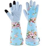 WANCHI Long Gardening Gloves for Women Garden Gloves Thorn Proof Rose Pruning Gloves Ladies Light Protective Work Gloves for Yard & Outdoor Work Blue Medium