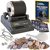 National Geographic Rock Tumbler Kit – Hobby Edition Includes Rough Gemstones, and 4 Polishing Grits, Great STEM Science Kit for Geology Enthusiasts, Rock Polisher for Kids and Adults