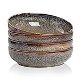 KYBSCZ 30oz Ceramic bowls set of 4-8" serving bowls for Kitchen,Pasta,Salad-Dishwasher & Microwave Safe Perfect for Housewarming, Thanksgiving, Christmas-Caramel Brown