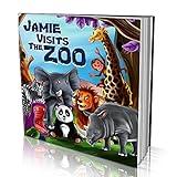 Personalized Story Book by Dinkleboo - Visits The Zoo - for Children Aged 2 to 8 Years Old - A Story About Your Child Going to The Zoo - Soft Cover - Smooth, Glossy Finish (8"x 8")