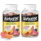 Airborne 750mg Vitamin C Gummies for Adults, Immune Support Gummies with Powerful Antioxidants VIT C & E, Caffeine Free - 2x63ct Bottle (42 Servings), Assorted Fruit Flavor
