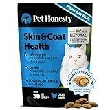 Cat Skin & Coat Health Crunchy & Creamy Chews - Omegas, Vitamin C + E, Biotin Supplement, Soothes Skin and Promotes Shiny Coat, Cat Supplements & Vitamins - Chicken (30-Day Supply)