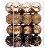 Valery Madelyn 1.6" Small Christmas Ornaments Tree Decorations Set, 24ct Bronze Copper Gold Shatterproof Christmas Ball Hanging Ornament Bulk for Xmas New Year Valentines Day Holiday Party Decor