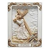 Veronese Design 4 1/8 Inch Sorrowful Mysteries The Carrying of The Cross Resin Hand Painted Religious Plaque Multicolor