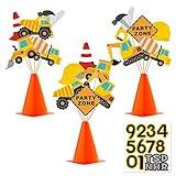 Faisichocalato 16pcs Construction Party Centerpiece Dump Truck Car Table Topper Decoration Zone Birthday Party Supplies