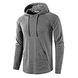 SIR7 Men's Gym Workout Active Long Sleeve Pullover Lightweight Hoodie Casual Hooded Sweatshirts(Grey Large)