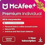 McAfee+ Premium Individual Unlimited Devices 2025 Ready | Cybersecurity Software Includes Antivirus, Secure VPN, Password Manager, Identity Monitoring | Download