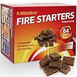 Fire Starter Squares 64 - Fire Starters for Fireplace,Chimney,BBQ Grill,Camping Fire,Wood Stove - Water Resistant and Safe Odourless - Camping Accessories