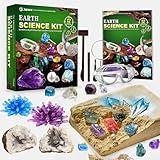 Japace Earth Science Kits for Kids Age 4-6-8-12-14, Birthstone Gemstone Dig Kit, Geology Kit with Break Your Own Geodes, Crystal Growing Experiment, Rock Mining Kit Birthday Gifts Toys for Boys Girls