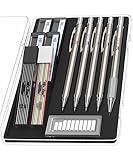 Mr. Pen- Metal Mechanical Pencil Set with Lead and Eraser Refills, 5 Sizes, 0.3, 0.5, 0.7, 0.9, 2mm, Drafting, Sketching, Architecture, Christmas Gift