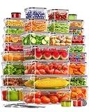 KEMETHY 60 PCS Food Storage Containers with Lids(30 Containers & 30 Lids), BPA-Free Plastic Food Containers for Kitchen Storage, Leak Proof, Reusable Meal Prep Containers with Labels & Pen