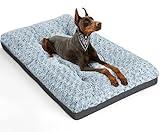 POCBLUE Deluxe Washable Dog Bed for Large Dogs Dog Crate Mat 36 Inch Comfy Fluffy Kennel Pad Anti-Slip for Dogs Up to 60 lbs, 36" x 23", Grey