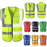 Custom Logo Safety Vest for Men Personalized High Visibility Protective Workwear Vest with Reflective Strip 5 Pockets Construction Uniform