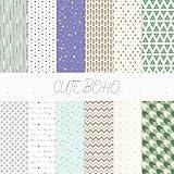 Boho Scrapbook Paper 12x12 180G Double-Sided Decorative Paper for Scrapbooking, Junk Journaling, and Card Making, Ideal Scrapbook Supplies and Paper Craft Supplies 24 Sheets（Green Boho Bliss）