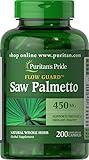 Puritan's Pride Flow Guard™ Saw Palmetto Extract 450mg, Natural Whole Herb Traditional Herbal Dietary Supplement For Mens Prostate and Urinary Health Support, 200 Rapid Release Capsules