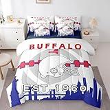 Erosebridal 7 Pcs Comforter Set Full Size,Football Fans Bed in a Bag with Flat Sheet and Fitted Sheet for Kids and Adults,Football Team Bedding Set with Pillowcases and Cushion Cases(Buffalo)