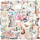 50Pcs Vintage Sewing Machine Stickers for Laptop Cartoon Lovely Tailor Themed Stickers for Kids Aesthetic Pink Sewing Decals for Girl Funny Vinyl Decoration DIY Decor for Water Bottle Room and Wall