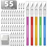 55 Pack Exacto Knife, Hobby Knife Set with 5 Craft Knives and 50 Precision Knife Blades(#11) for Art,Scrapbooking,Carving, DIY, Cutting, Stenciling by EGYPAMID