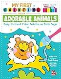 My First Painting Book: Adorable Animals: Easy-to-Use 6-Color Palette on Each Page (Happy Fox Books) Paints and Paintbrush Included - Whale, Owl, Giraffe, Penguin, and More Designs for Kids Age 3-6