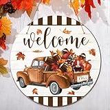 CroBlissful Fall Football Decoration Football Front Door Wreath Autumn Welcome Sign Football Door Hanger Thanksgiving Wall Plaque Fall Decoration for Home Farmhouse Wall Porch Door Outdoor