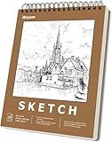 iBayam 9" x 12" Premium Sketch Book Set, 1-Pack Spiral Bound Drawing Paper, 100 Sheets (68lb/100gsm) Sketchbook, Acid-Free Art Drawing Painting Sketching Pad Supplies for Kids, Teens, Adults, Artists