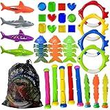 Jasonwell Pool Diving Toys Games - 31 PCS Swimming Pool Toys for Kids Teens with Diving Rings Dive Sticks Underwater Treasures Torpedo Bandits Fish Toy etc Fun Water Swim Toy for Boys Girls Adults