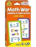 School Zone Math War Addition & Subtraction Game Cards: 56 Cards, Kindergarten, 1st Grade, 2nd Grade, Math Games, Numbers, Math Facts, Early Math, Ages 6+