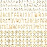 SANNIX Letter Charms, 156Pcs/6 Sets Alphabet ABC Letter Charms 3 Styles Capital A-Z Charms DIY Bracelet Necklace Pendants with 200Pcs Open Jump Rings for Jewelry Making, KC Gold