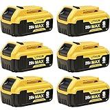6-Pack 8000mAh Replace Battery for Dewalt 20v Max Battery Compatible with Dewalt 20 Volt Batteries DCB200 DCB204 DCB201 Series Power Tools and Chargers
