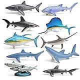 BRETOYIN 10PCS Mini Ocean Animals Sharks Fish Creatures Educational Sea Science Toy Set - Animal Figurines, Sailfish Figure - Bulk Kids Birthday Gift