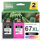 67XL Ink Cartridges Black/Color Combo Pack Compatible for for HP Ink 67 67XL Works with HP Deskjet 2700 2700e 2755 2755e 2855e 2800e 2852e 2827e 4100e 4155e 4255e Envy 6000 6055e 6455e Series (2-Pack)