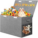 Large Toy Box, Collapsible Storage Bins with Lids, Toy Storage Organizer Toddler Bin Boxes for Kids, Boys, Girls, 25"x13"x16"Toy Chest Bin Box Baskets for Nursery, Living Room, Playroom, Bedroom, Gray