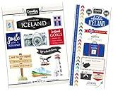 Iceland Sticker - Decorative Iceland Stickers for Scrapbooking, Photo Albums, Travel Journal, Planner, Crafts - Iceland Scrapbook Stickers with Camera, Flag, Icelandic Vacation Theme - Set of 2 Items